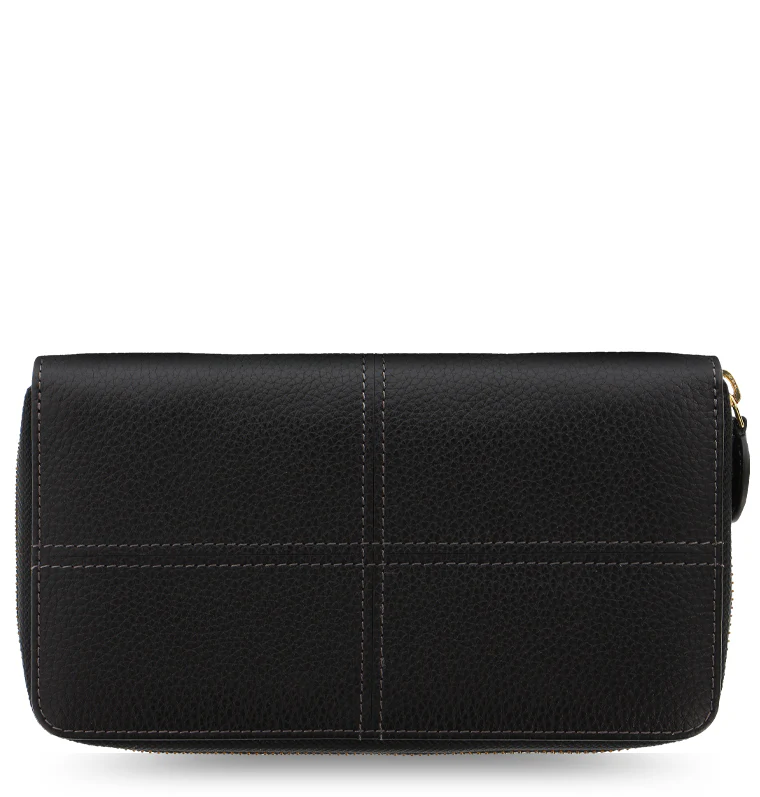 Classic Stitch Soft Large Zip Leather Wallet