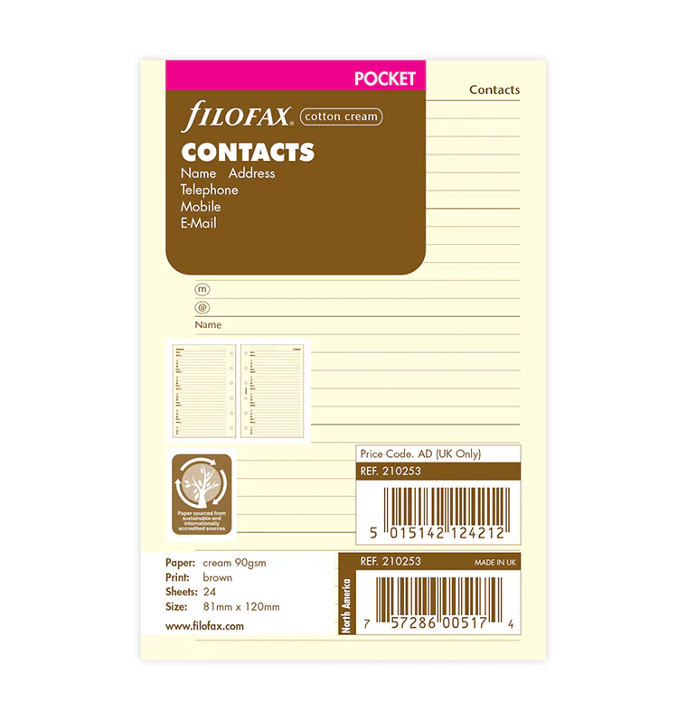 Cotton Cream Contacts Refill - Pocket