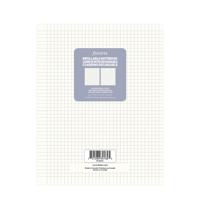 Filofax Notebook Squared Paper Refill - Letter