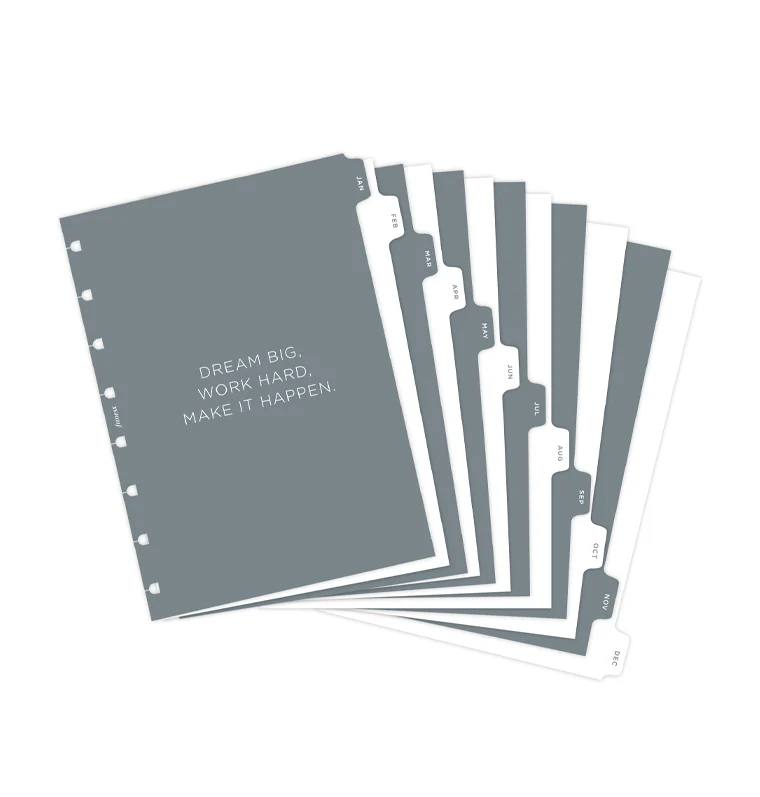 Minimal Monthly A5 Notebook Dividers
