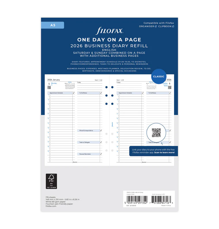 One Day On A Page Business Diary - A5 2026 English