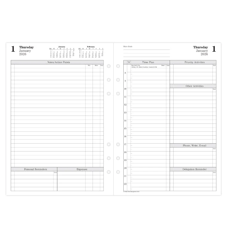 Time Management One Day On Two Pages Diary - A5 2026 English - Image 4