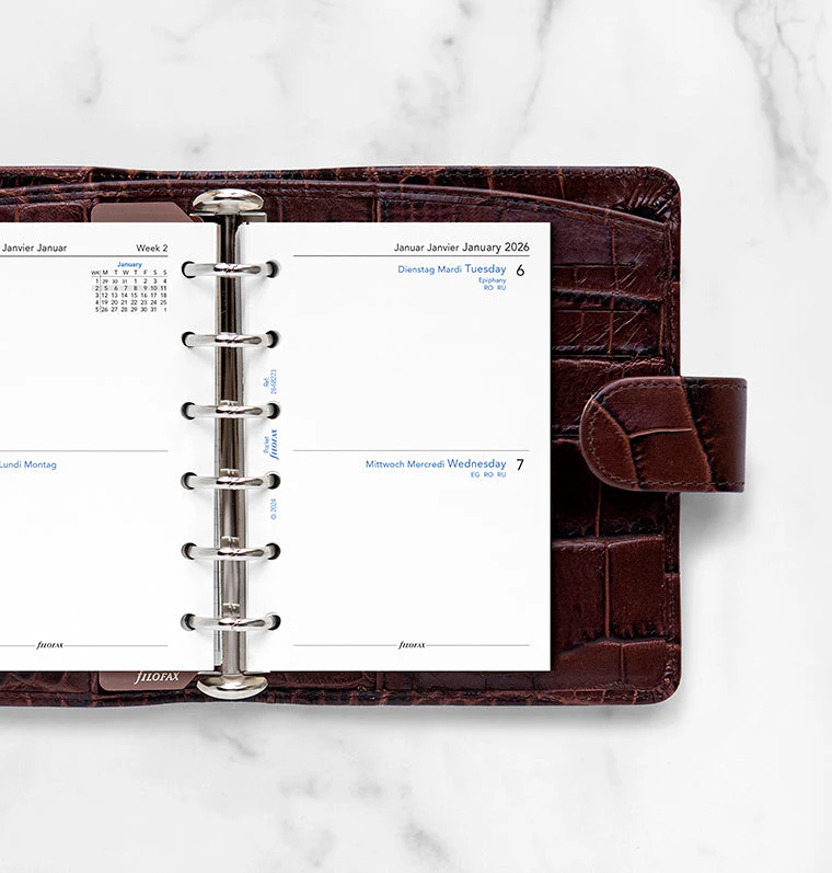 Two Days On One Page Diary - Pocket 2026 English/French/German - Image 2