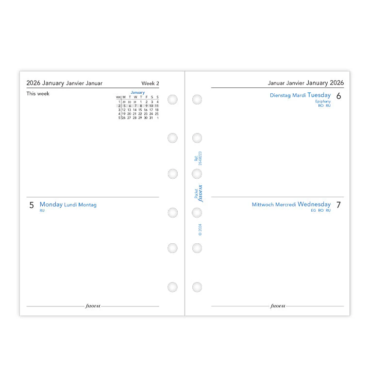 Two Days On One Page Diary - Pocket 2026 English/French/German - Image 4