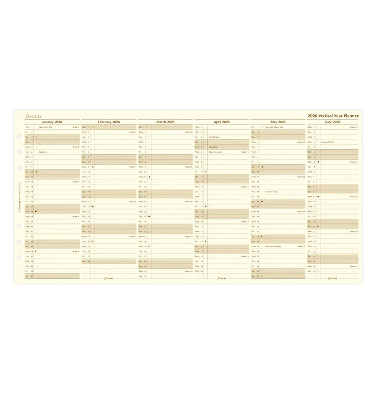 Vertical Year Planner - A5 Cotton Cream 2026 English - Image 4