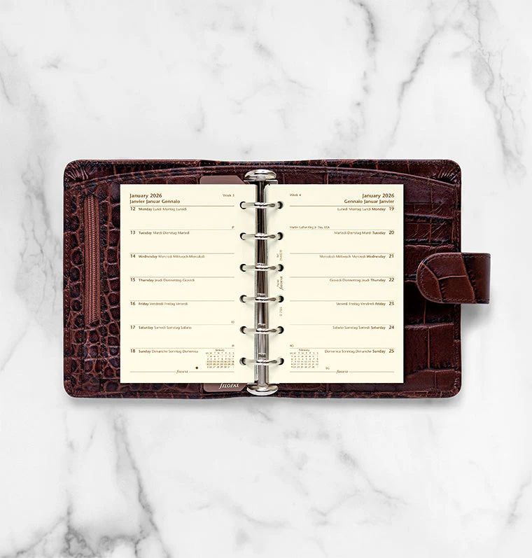 Week On One Page Diary - Pocket Cotton Cream 2026 Multilanguage - Image 3