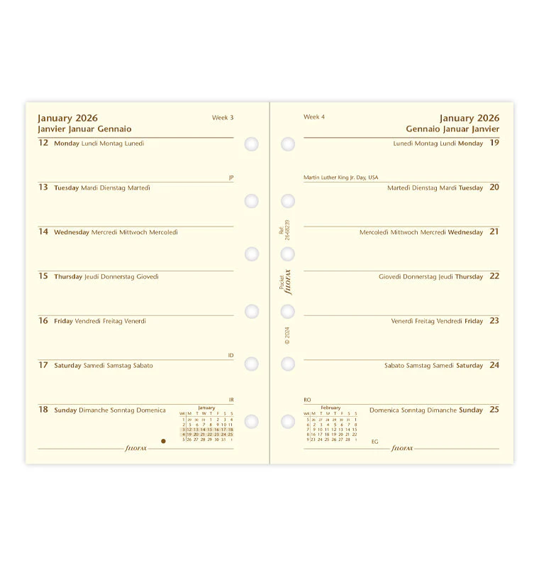 Week On One Page Diary - Pocket Cotton Cream 2026 Multilanguage - Image 4