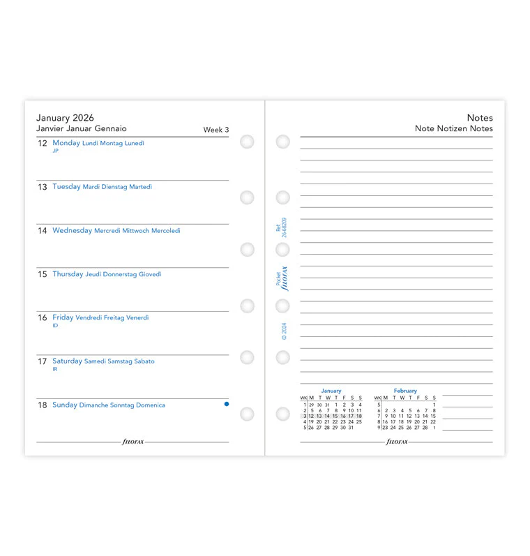 Week On One Page Diary With Notes - Pocket 2026 Multilanguage - Image 4