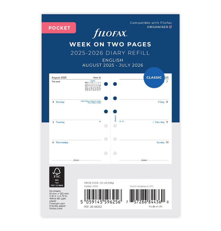 Week On Two Pages Academic Diary - Pocket 2025-2026 English
