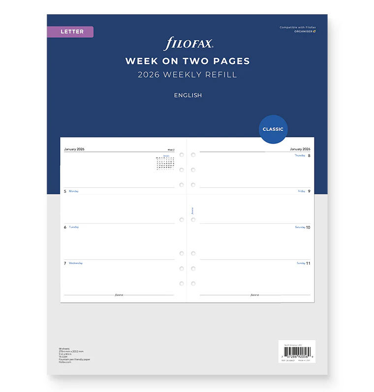 Week On Two Pages Diary - Letter 2026 English