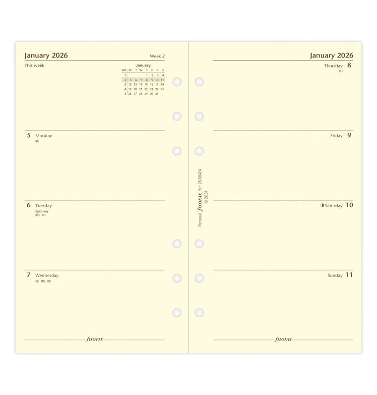 Week On Two Pages Diary - Personal Cotton Cream 2026 English - Image 4