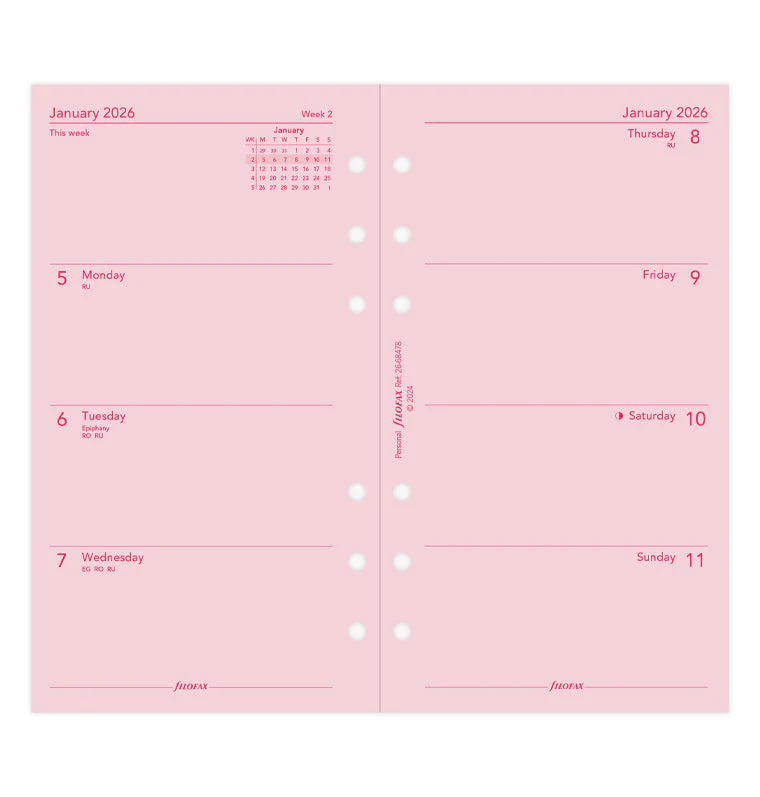 Week On Two Pages Diary - Personal Pink 2026 English - Image 4
