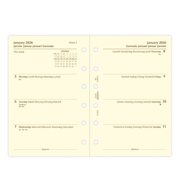 Week On Two Pages Diary - Pocket Cotton Cream 2026 Multilanguage - Image 4