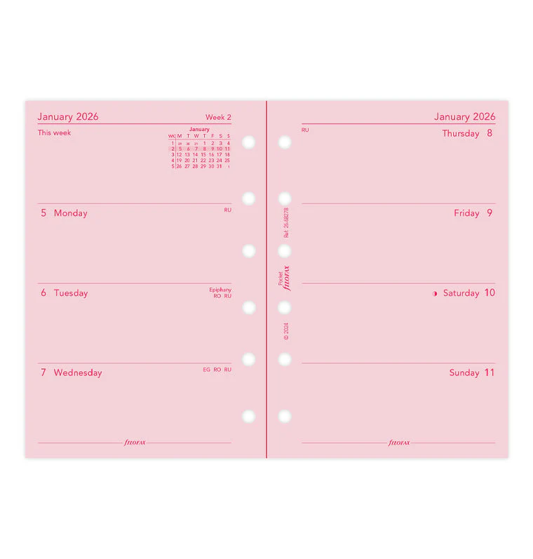 Week On Two Pages Diary - Pocket Pink 2026 English - Image 4