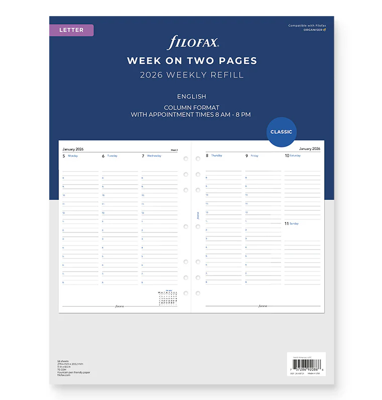 Week On Two Pages Diary With Appointments - Letter 2026 English