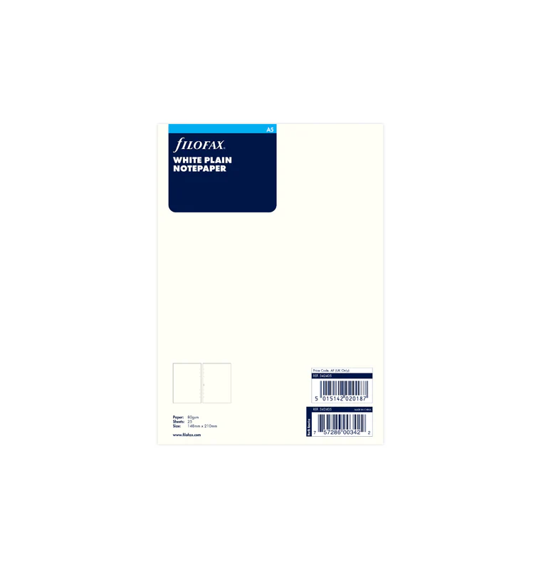 White (Off White) Plain Notepaper Refill - A5